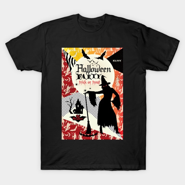 Dark Haunted House Halloween Party Festival Modern abstract design, pumpkin, magic night sky and more / Holiday gifts T-Shirt by sofiartmedia